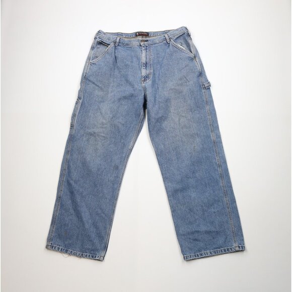 Vintage 90s Y2K Ralph Lauren Mens 36x30 Baggy Wide Leg Carpenter Dungaree Jeans - Picture 1 of 16